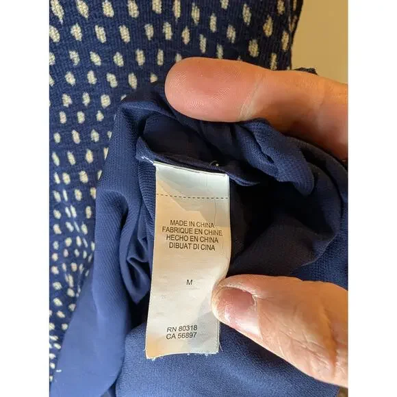 Lucky Brand Navy Polka Dot Layered Top Sweater Tank Twofer Medium Casual - Picture 4 of 8